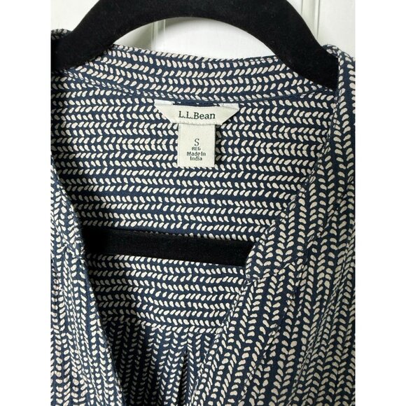 L.L Bean Blue Textured Organic Cotton Boxy Nautical Blouse Women’s Size Small - Picture 4 of 11